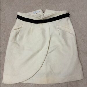 Asymmetrical Cream Skirt with Black Trim